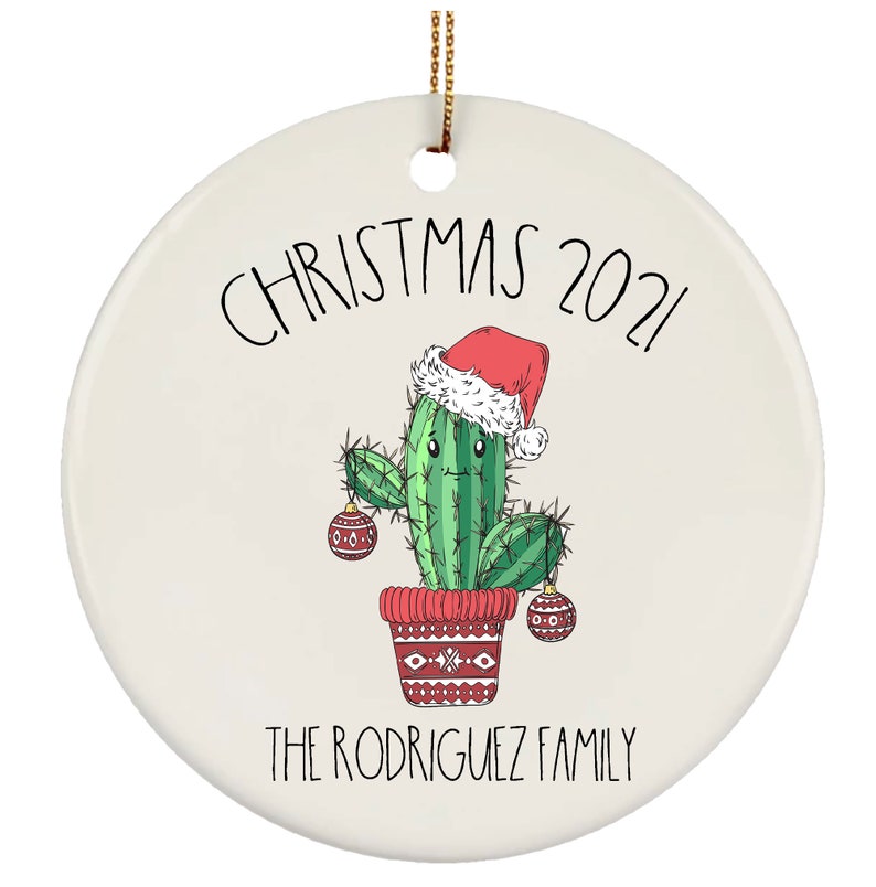 Personalized Christmas Cactus Ornament Custom Family Name - Etsy