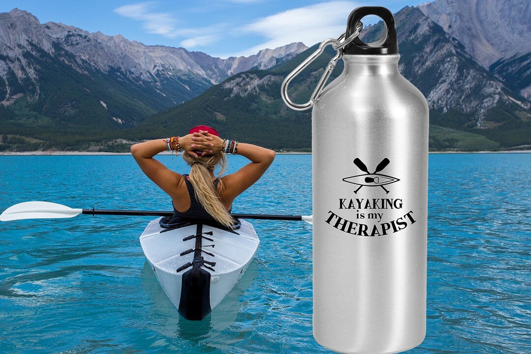 PERSONALIZED KAYAKING is My THERAPIST Water Bottle Custom Name Kayak