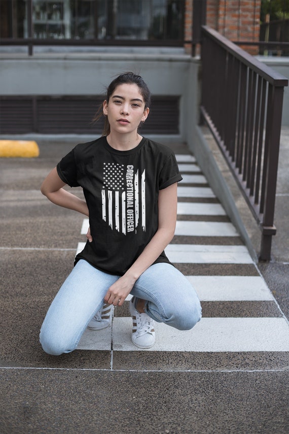 Corrections Officer Flag Thin Silver Line T-Shirt Corrections Officer Flag Thin Silver Line T-Shirt
