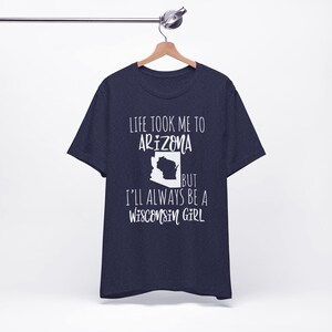 Personalized Home State Tshirt for Her, Moving Away Gift, Life Took Me to Another State, Always Be Custom State Girl, Native State Heather Navy