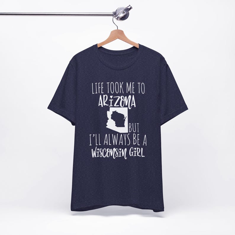Personalized Home State Tshirt for Her, Moving Away Gift, Life Took Me to Another State, Always Be Custom State Girl, Native State Heather Navy
