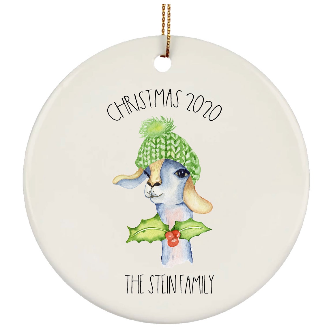Christmas Llama Personalized Ornament Custom Family Name | Etsy