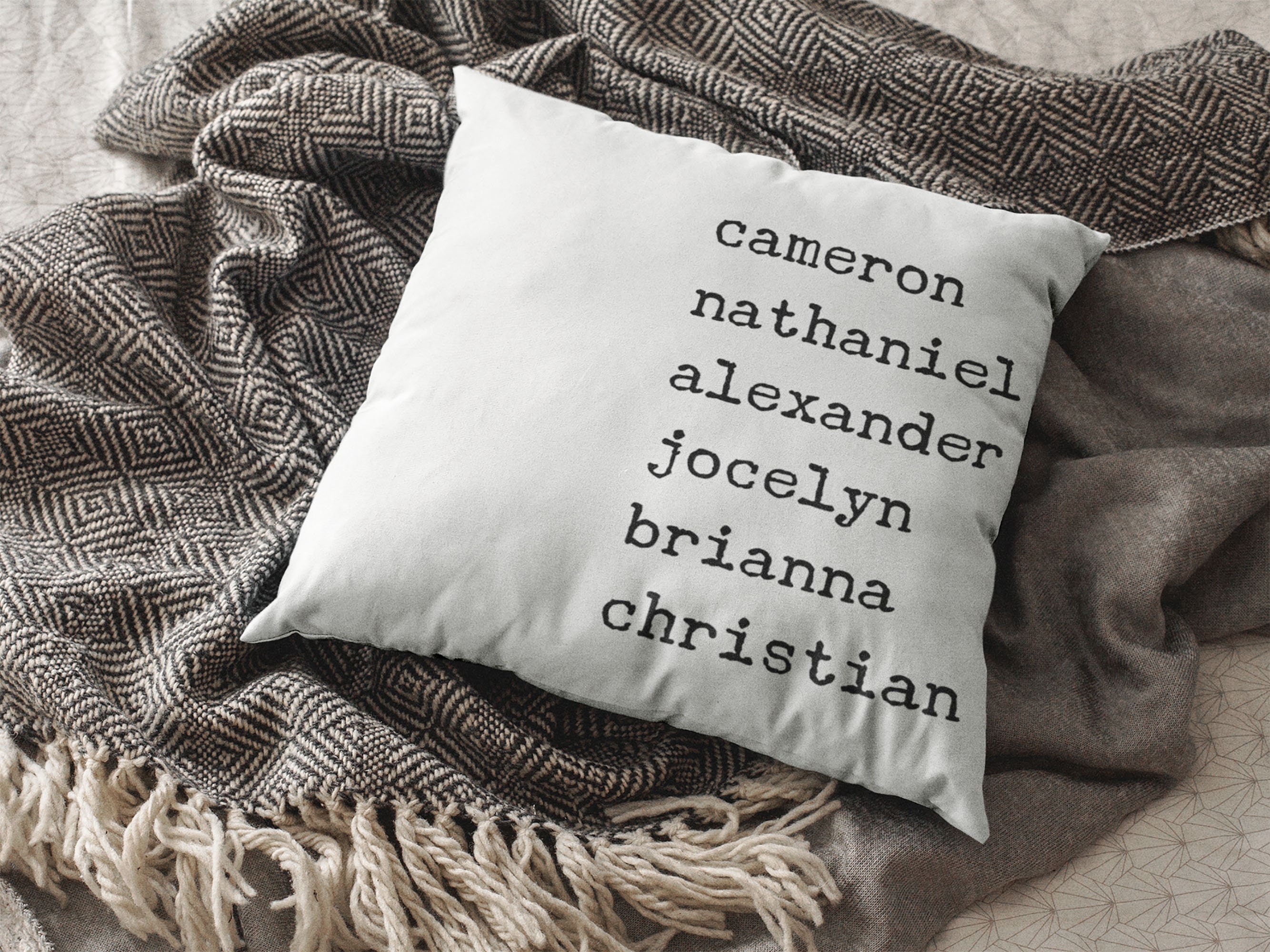 Personalized Family Names Throw Pillow, Minimalist, Pillow with Kids Names, Unique Mothers Day Gift, Farmhouse Decor, Cottage Core