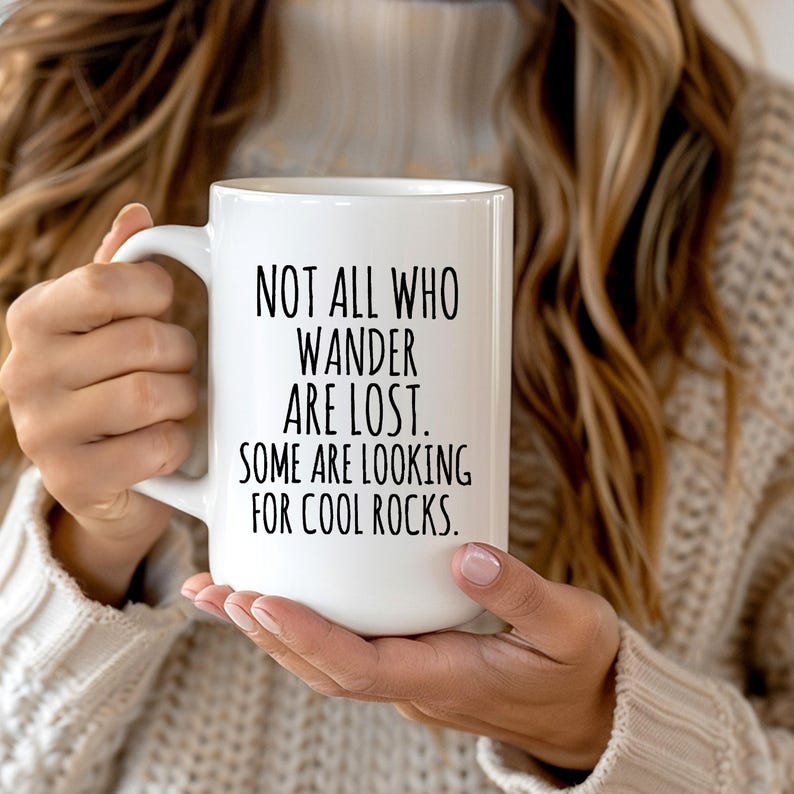 Personalized Rock Collector Gift, Not Lost But Wandering, Looking for Cool Rocks, Geology Mug, Geologist Appreciation, Rock Hound Gifts Bild 3