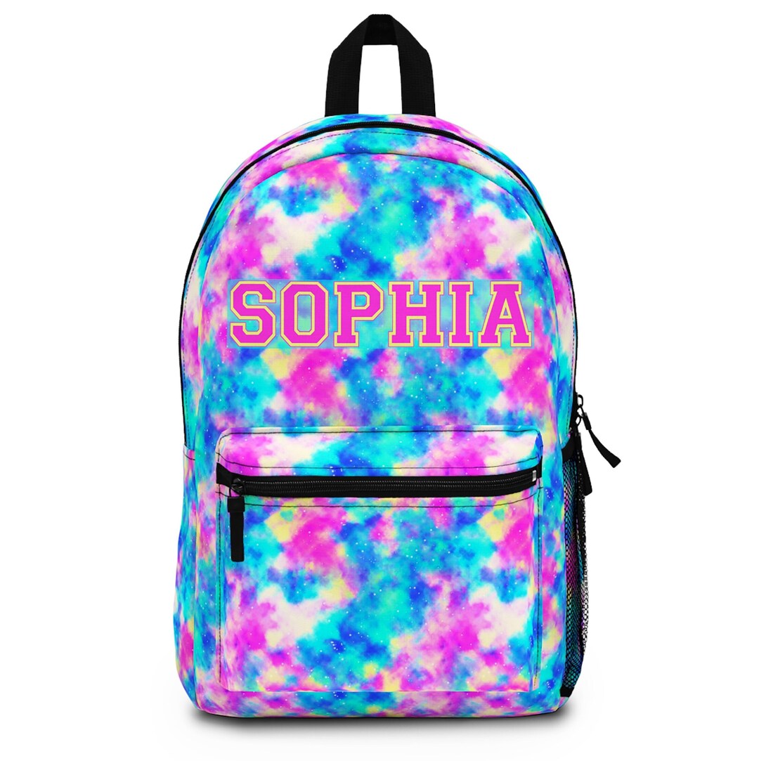 Personalized Matching Tie Dye Backpack Set for Girls Includes Lunch Bag and Accessory Pouch