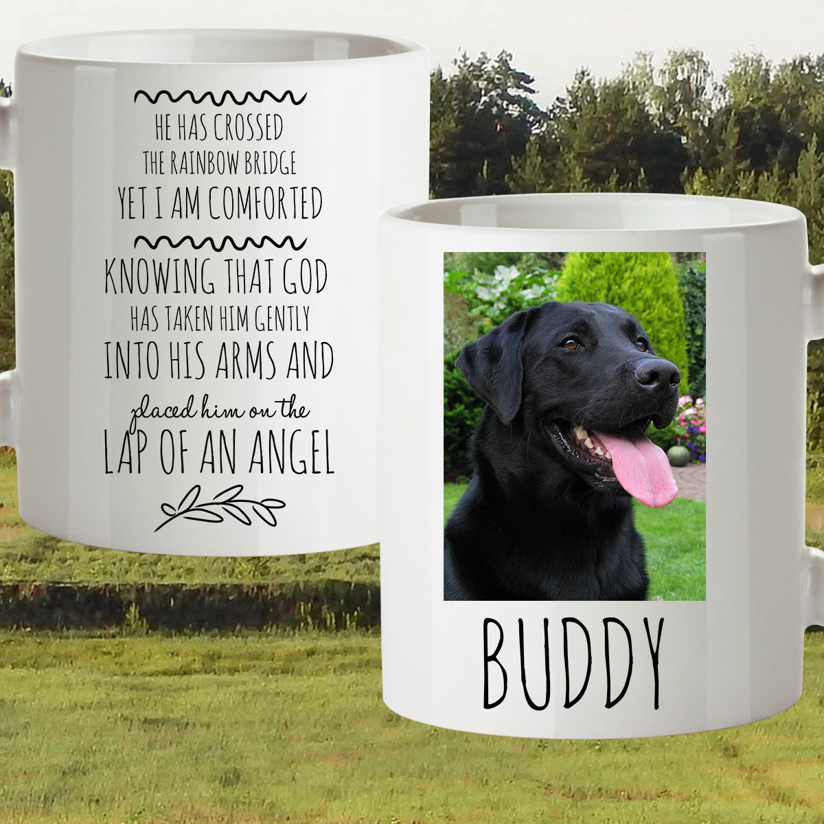 PERSONALIZED BOY DOG Memorial Mug Rainbow Bridge Photo Mug Pet Sympathy Gift Custom Name of Pet Custom Dog Memorial Comfort Gift