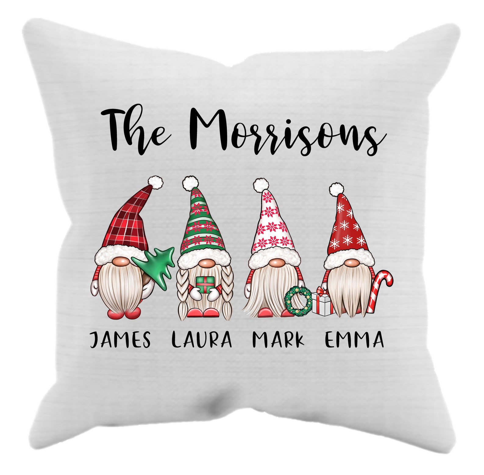 Personalized Gnome Family Christmas Pillow Gnome Christmas