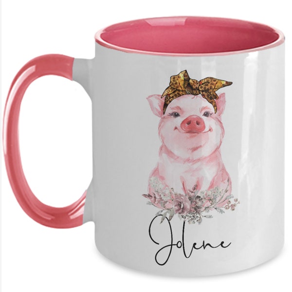 Pig Mug - Personalized Pig Birthday  Gift for Her - Pig Lover Gift - Watercolor Pig, Cute Pig Coffee Cup