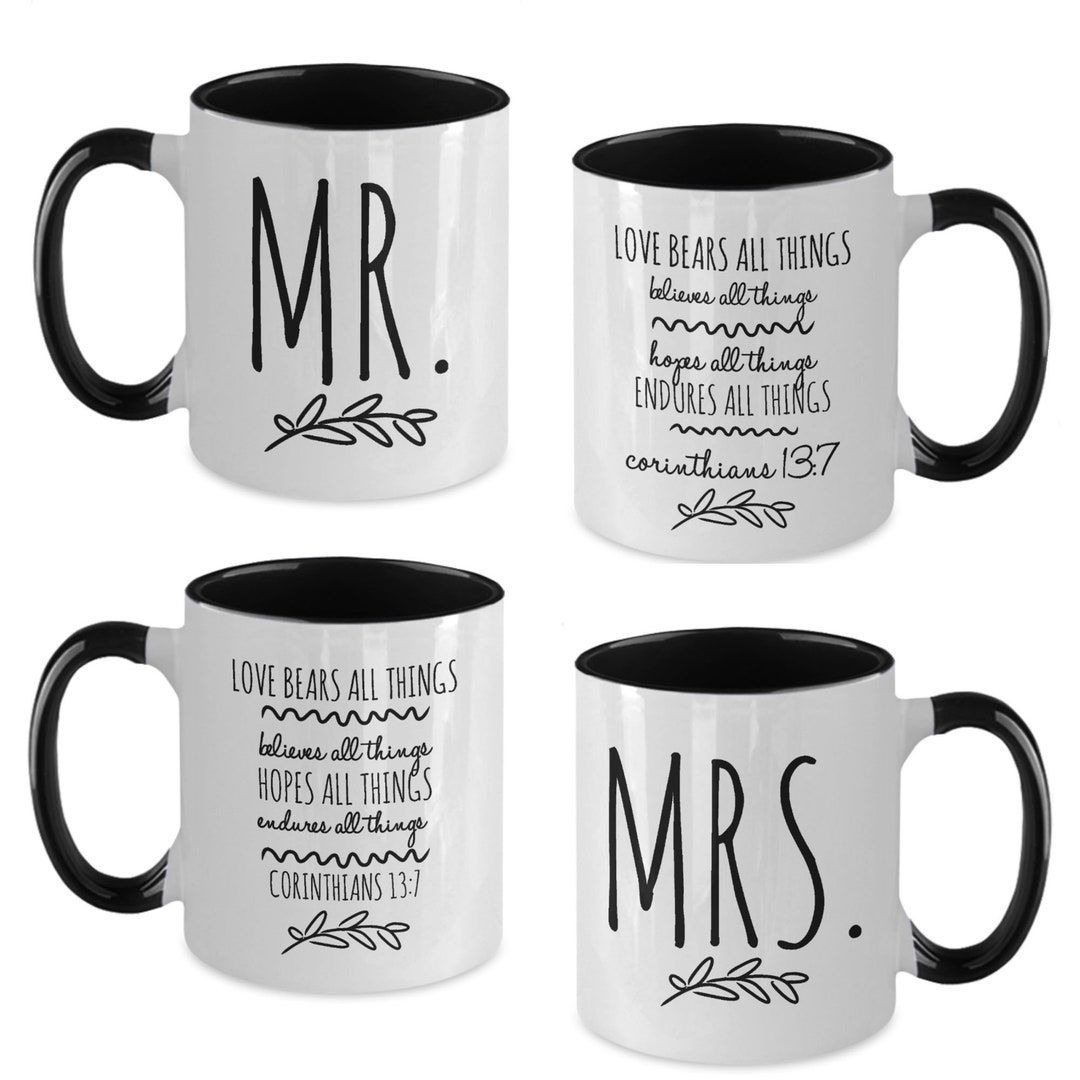Mr and Mrs Wedding Mug Set, Couples Mugs, Husband Wife Gifts