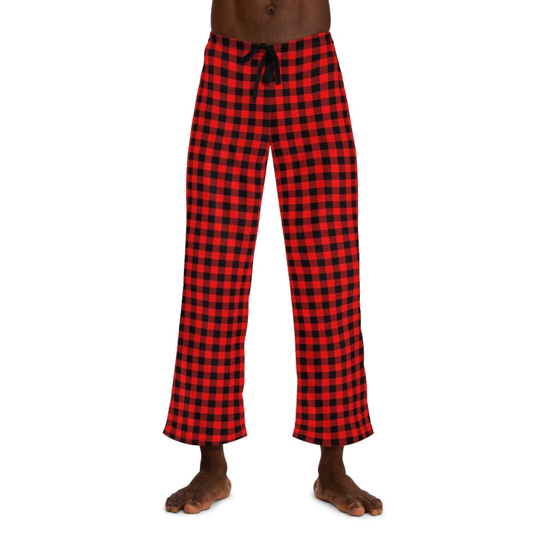Buffalo Plaid Mens Pajama Pants, Classic XMAS PJ Bottoms to Match Family  Christmas Outfits, Plaid Lounge Pants, Red Checkered Loungewear 