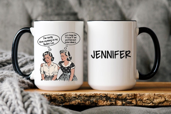 Funny Retro Coffee Mug: Snarky Bucket List Gift - Etsy
