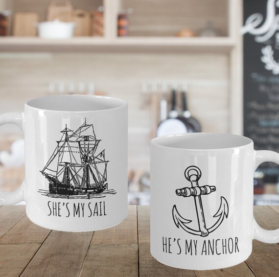 Nautical Wedding Gift He's My Anchor She's My Sail | Etsy