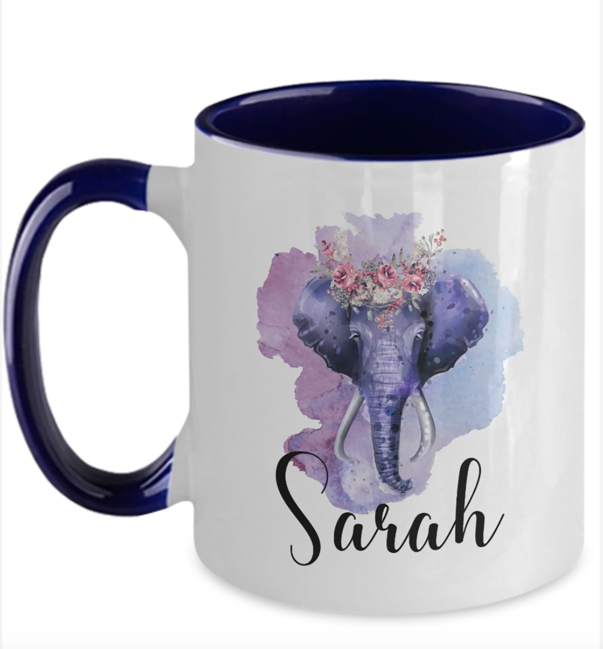 Elephant Mug Personalized Elephant Lover Gift Elephant Gifts Etsy