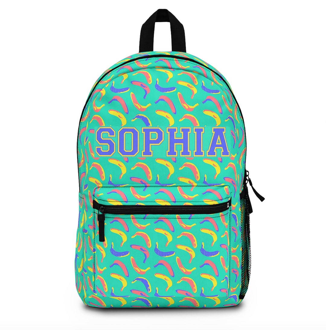 Personalized Abstract Banana Print Backpack: Custom Name School Bag - Etsy
