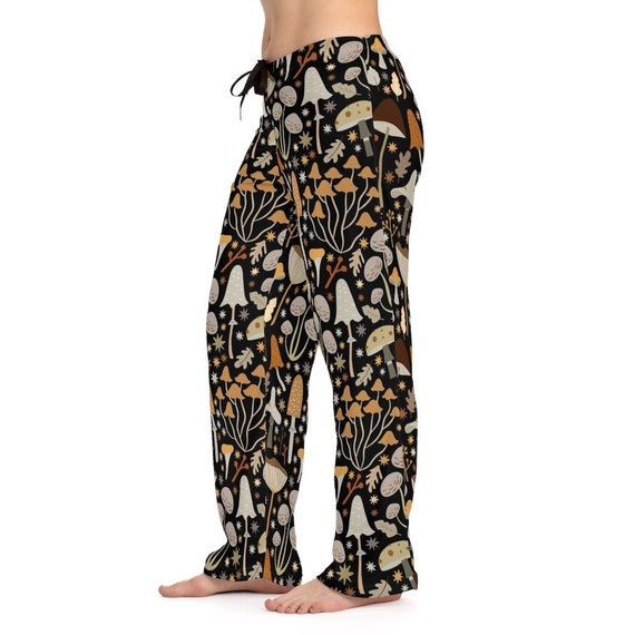 Midcentury Mushroom Pajama Pants for Women Retro Soft Mushroom