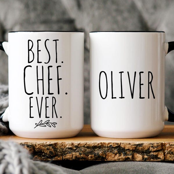 Regalos personalizados para chefs, taza de chef, el mejor chef de todos los tiempos, regalo para cocineros, taza de café de chef, Navidad para chefs, minimalista, regalo para estudiantes de cocina