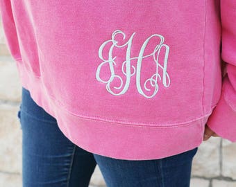 Comfort Colors Monogrammed Sweatshirt, Personalized Gift