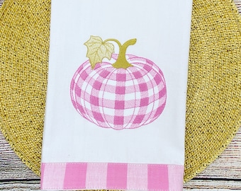 Pink Gingham Pumpkin, Breast Cancer Awareness Towel