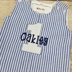 Baby Boy 1st Birthday Romper, Number 1-9 Applique Outfit