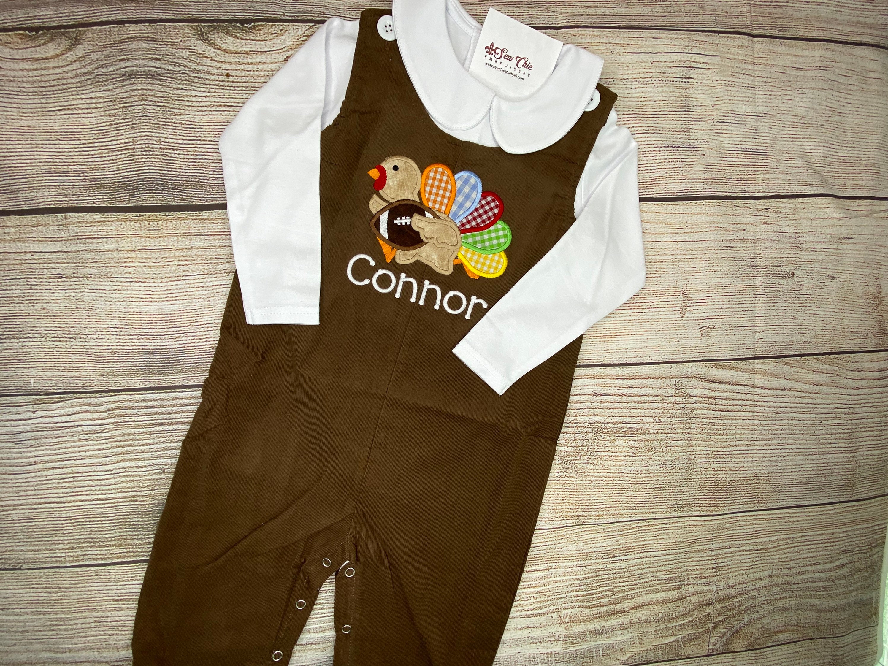 Baby Boy Thanksgiving Turkey Football Overalls Baby Boy Etsy