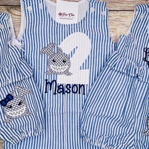 Baby Boy Shark 1st or 2nd Birthday, Embroidery, Options for Matching Sibling