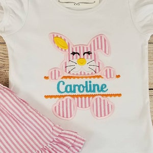 Girl Easter Bunny Applique Shirt with Matching Shorts, Sibling Sets