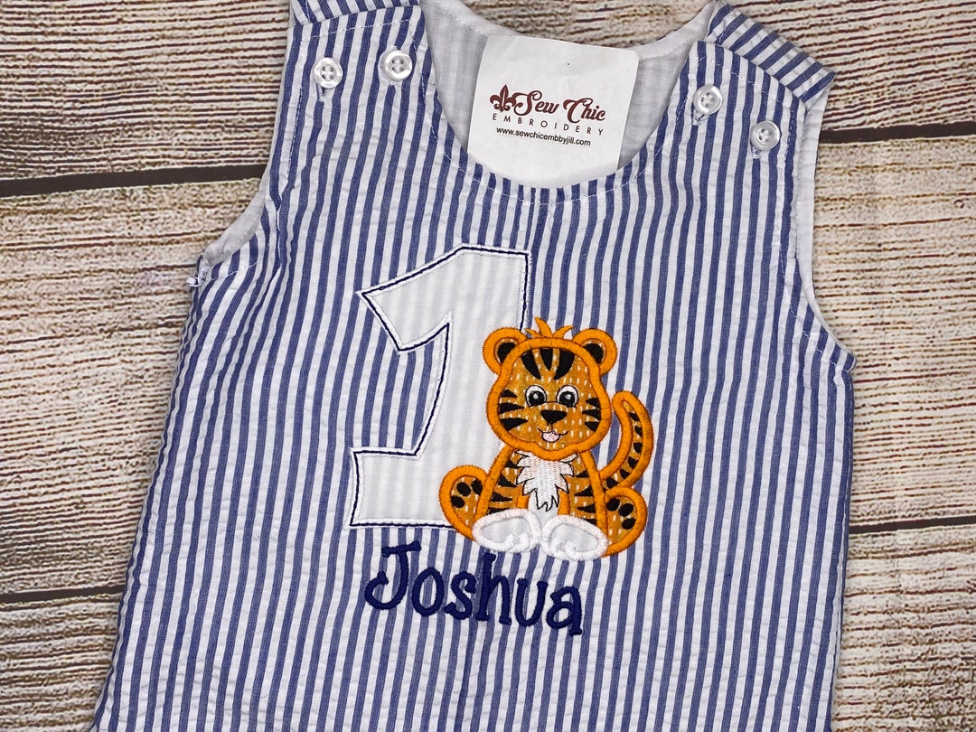 Baby Boy Tiger 1st Birthday Romper, Embroidery Applique Outfit Etsy