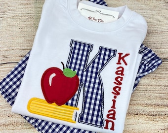 Back to School Outfits, Letter with Book and Apple, Personalized Shorts Set or Dress