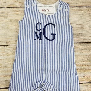 Baby Boy Personalized Seersucker Shortalls, Overalls, Sibling Sets