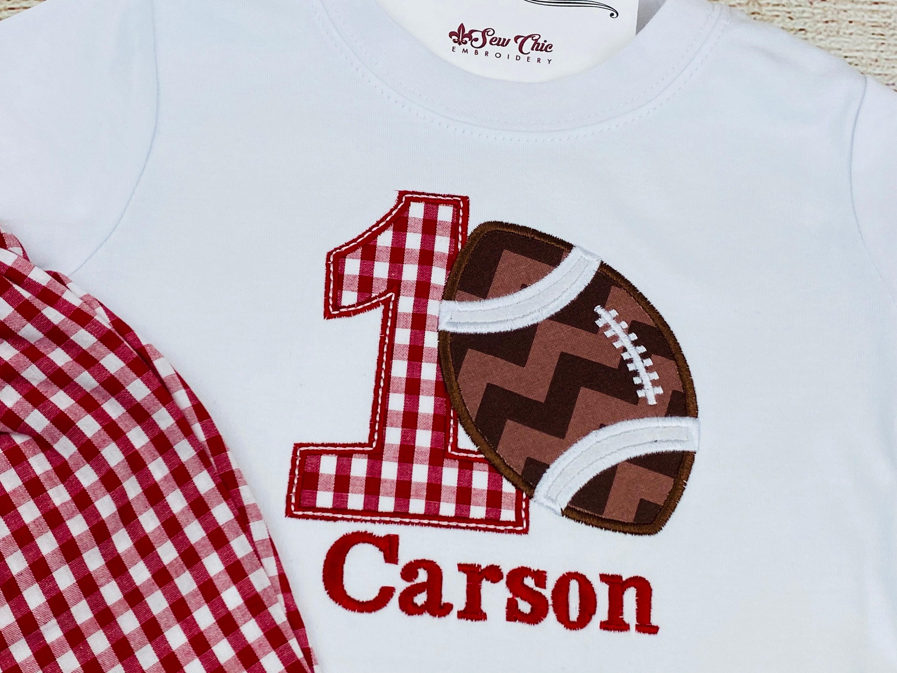 Baby Boy 1st Birthday Romper Football Number Applique Outfit Etsy