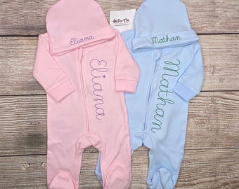 Personalized Baby Girl or Baby Boy Footie, Coming Home Outfit, Embroidery