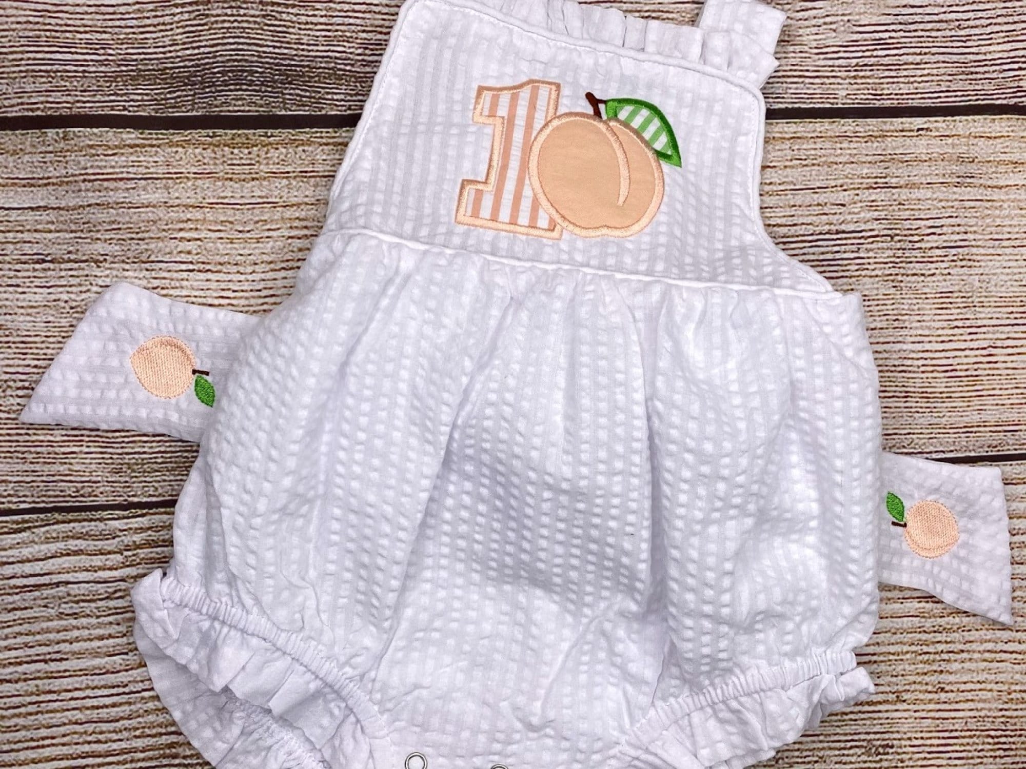 Baby Girl Peach 1st Birthday Romper Número Applique Outfit Etsy