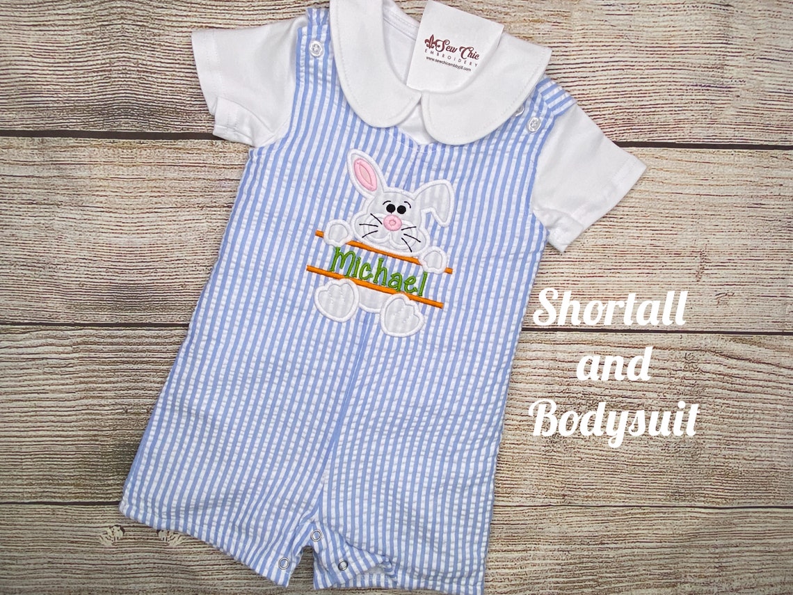 Baby Boy Easter Bunny Shirt With Seersucker Shorts or - Etsy