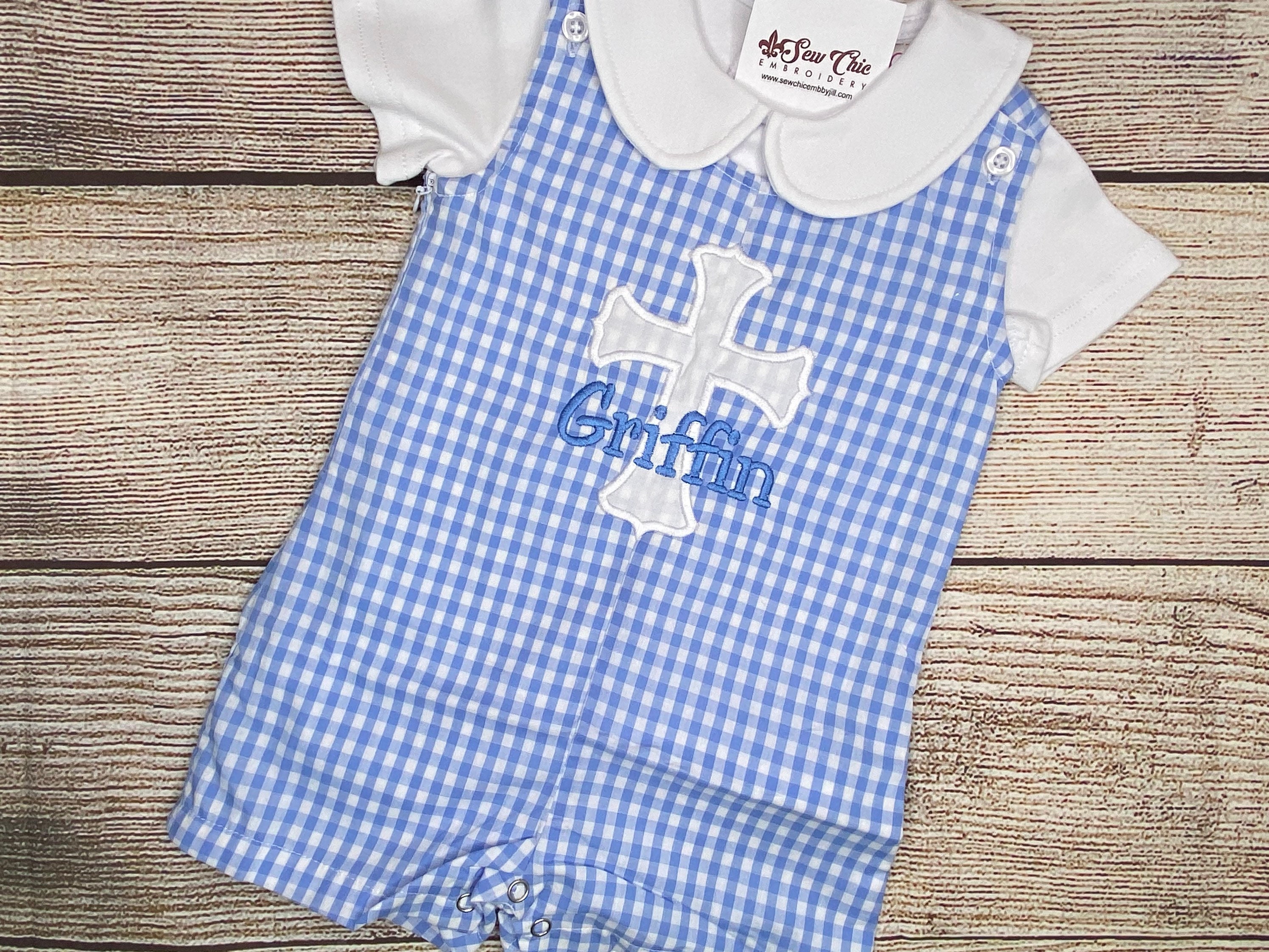Baby Boy Baptism Romper Cross Shortall Personalized Outfit - Etsy