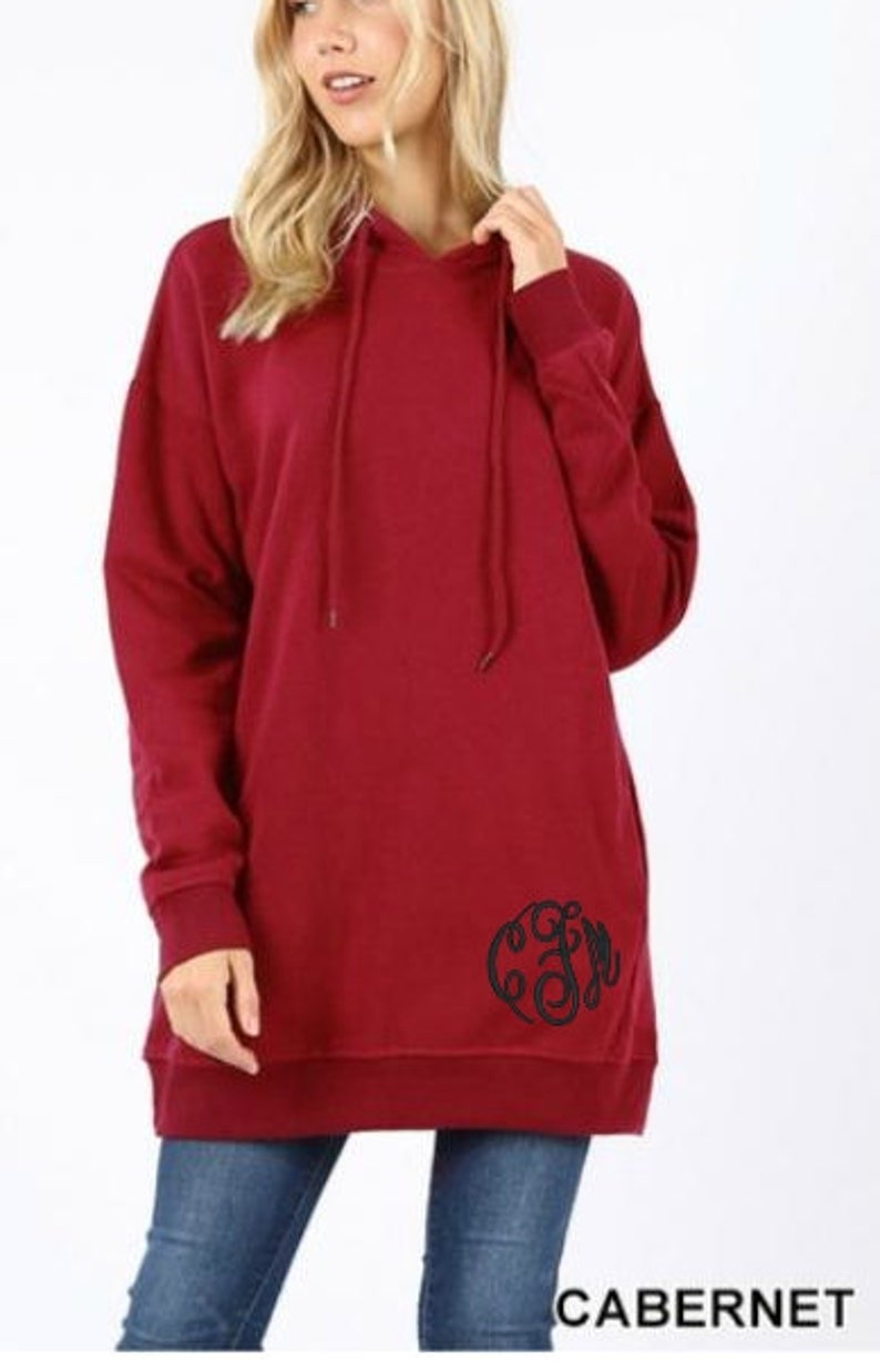 Monogram Women's Hoodie Tunic Sweatshirt with Pockets Etsy