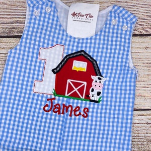 Baby Boy or Girl 1st Farm-Barn- Birthday Romper or Shirt and Shorts, Number 1-9 Applique Outfit
