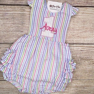 Baby Girl 1st Birthday Romper, Ruffle Bottom SunSuit, Number Applique Outfit, Custom Embroidery