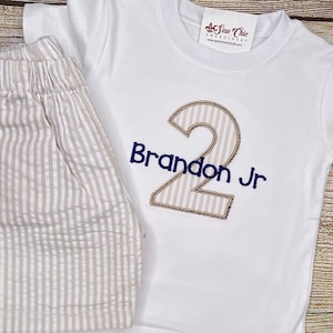 Baby Boy 1st,2nd,3rd,4th,5th Birthday Shorts Set, Number Applique Outfit