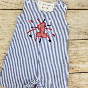 Baby Boy or Baby Girl Patriotic 1st birthday, Starburst Letter or Number Applique Outfit