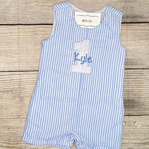 Baby Boy 1st Birthday Romper, Number 1-9 Applique Outfit