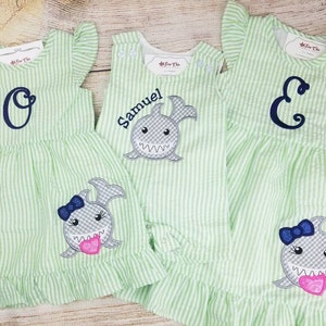 Matching Sibling Outfits,  Baby Shark Birthday, Baby Girl Monogrammed Dress, Baby Boy Monogrammed Outfit