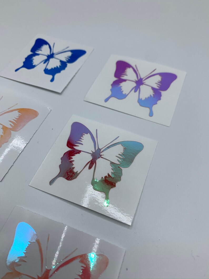 Holographic Butterfly Permanent Adhesive Decal Vinyl ...