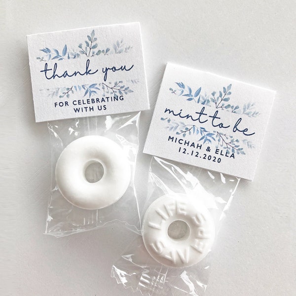 Wedding Favors for Guests in Bulk with Personalized Label, Mint To Be, Custom Party Tags, Navy Blue Wedding Favor, Lifesavers Mint Candy