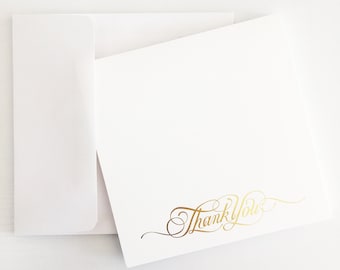 Gold Foil Embossed Thank You Cards: Elegant Script Notes