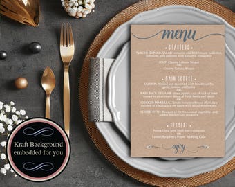 Wedding Menu Template, Menu Cards Rustic, Boho Style Wedding Menu, Menu Printable, Rustic Wedding, DIY Menu, PDF Instant Download #NP2400G