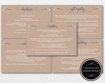 Boho Enclosure Cards, Reception Card, Welcome card, Directions Card, Accommodations Card, Gift Registry Card, PDF Enclosure Cards #NP2400C