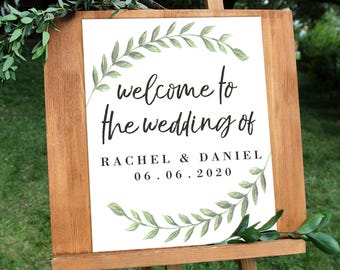 Greenery Wedding Sign, Welcome Sign, Welcome Wedding Sign, Welcome Wedding Sign, PrintableEvent Sign, PDF Instant Download #NP2700M