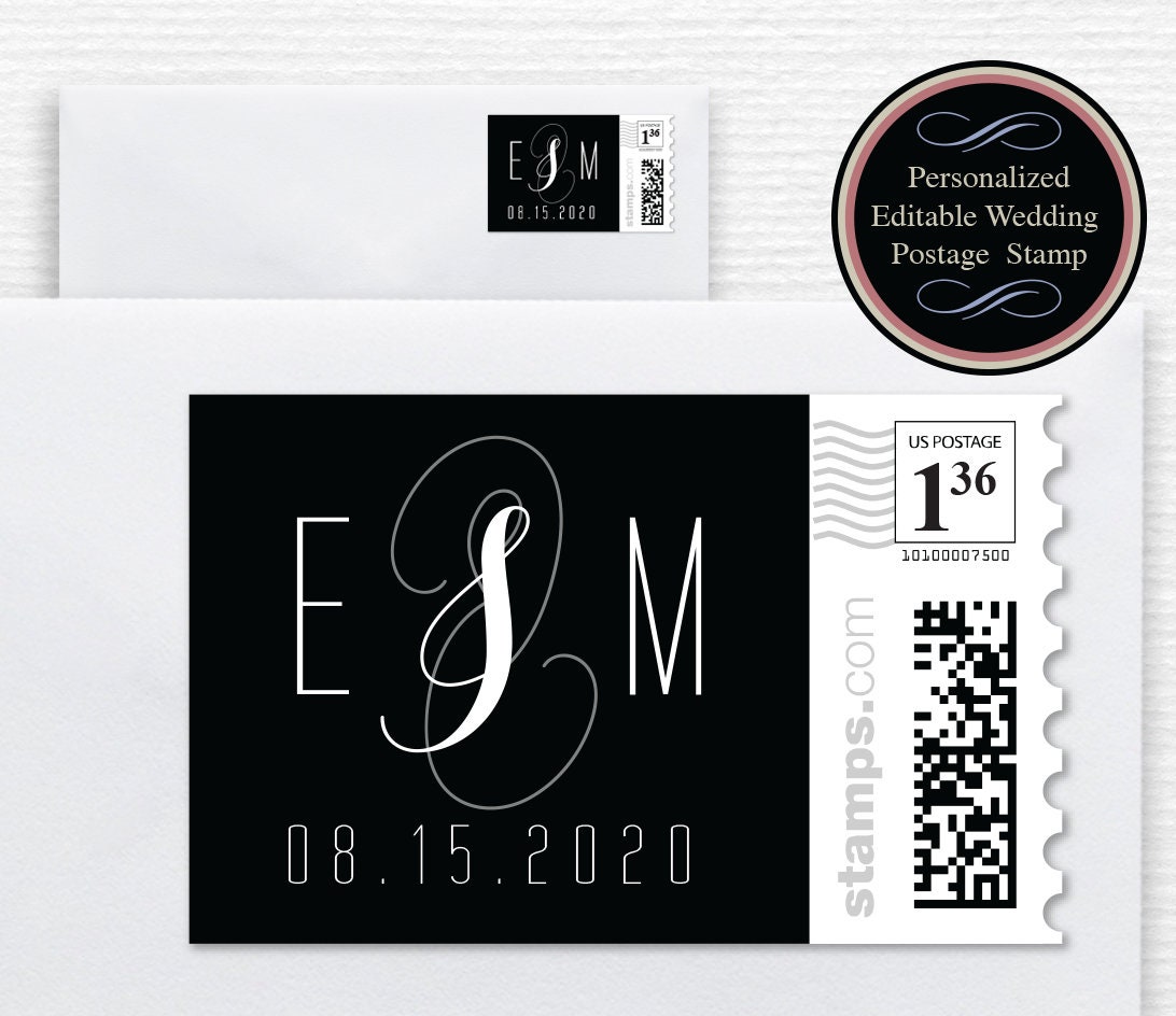 Wedding Postage Stamps Design Editable Postage Wedding Stamp Etsy
