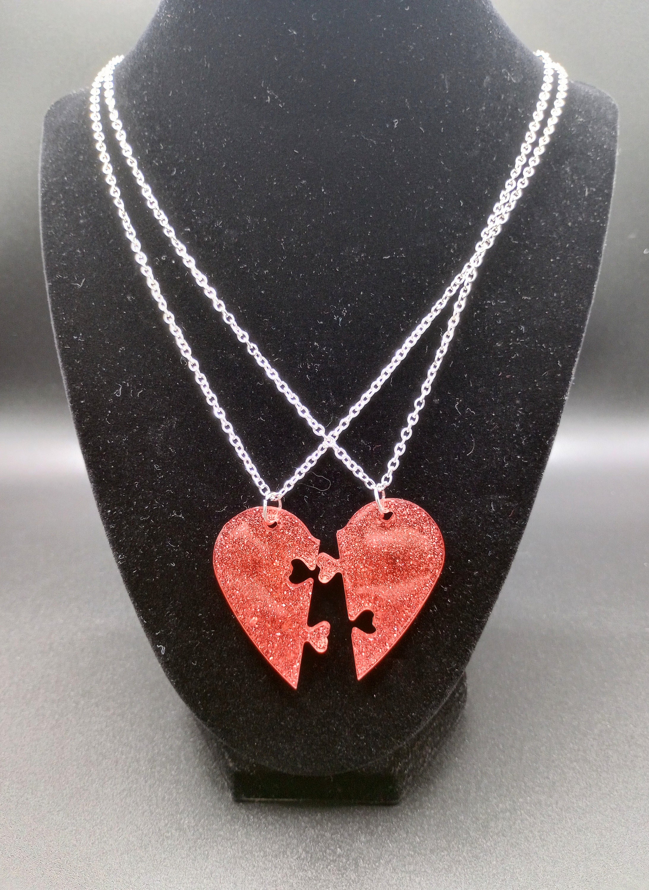 Collana Amicizia BFF - Set 2 Pendenti Cuore Viola Per Migliori Amiche Con Catena 45cm - Foto 6