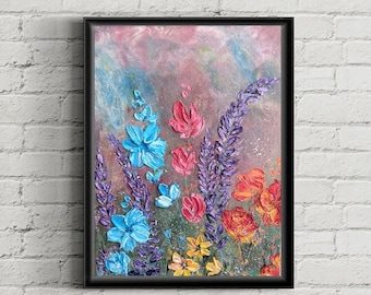 Textured Floral Painting: 3D Flower Canvas Wall Art